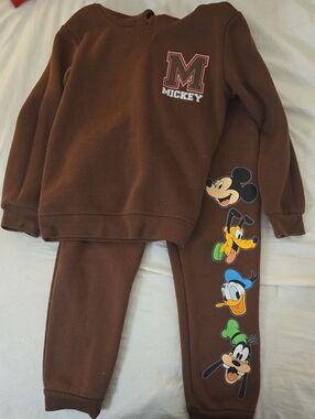 Disney Brown Sweatshirt & Joggers Set with Classic Character Stripe